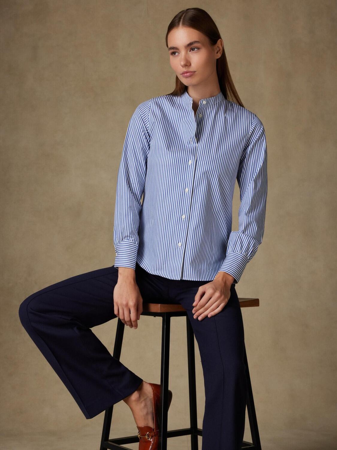 Hélène camicia in twill blu