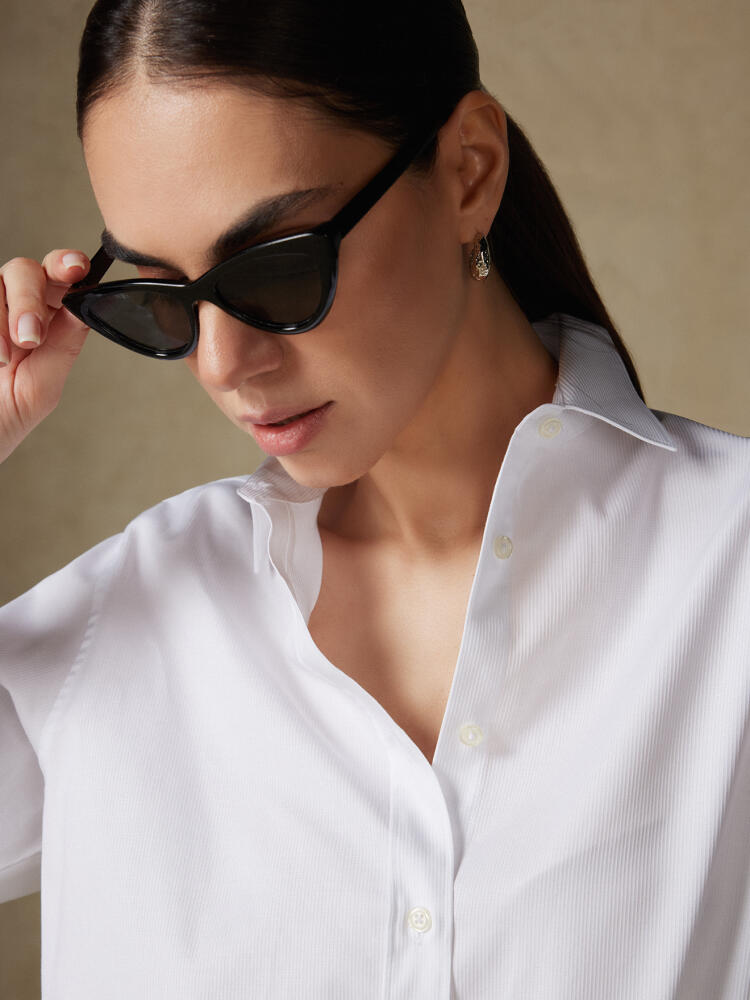 Justine oversize white piqué shirt