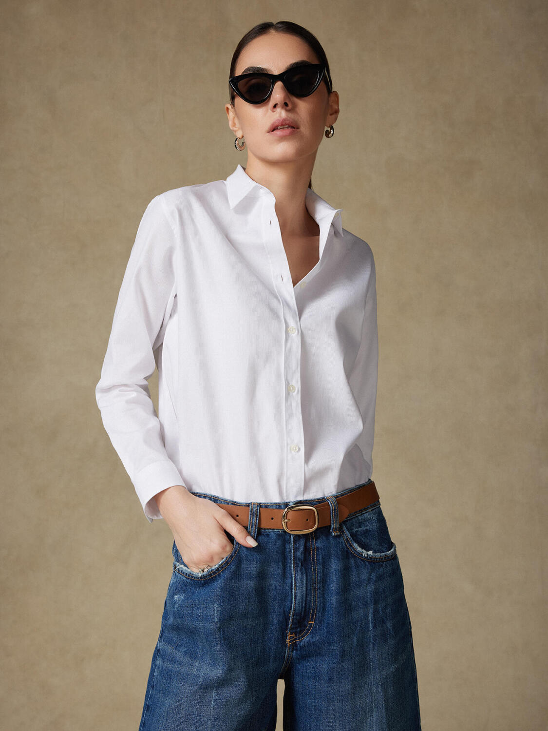 Chemise Justine oversize en piqué blanc