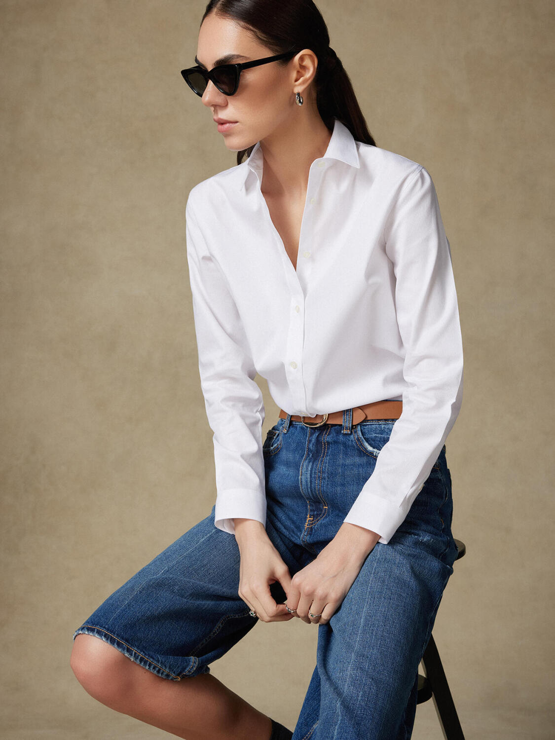 Chemise Justine oversize en piqué blanc