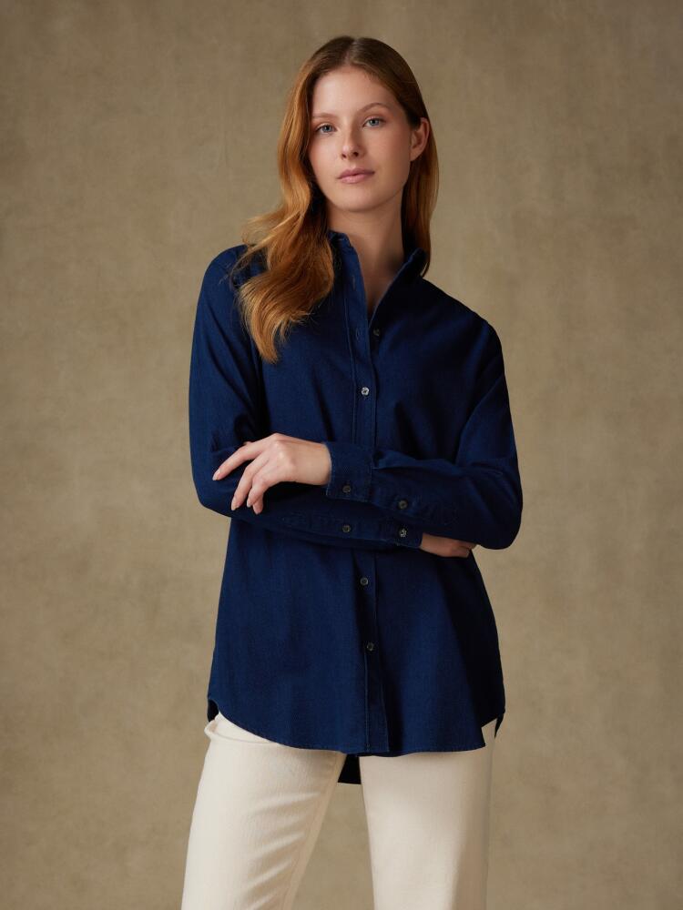 Justine camicia in twill indaco