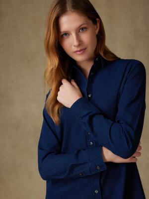 Camisa Justine de sarga &iacute;ndigo
