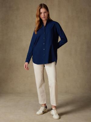 Camisa Justine de sarga &iacute;ndigo