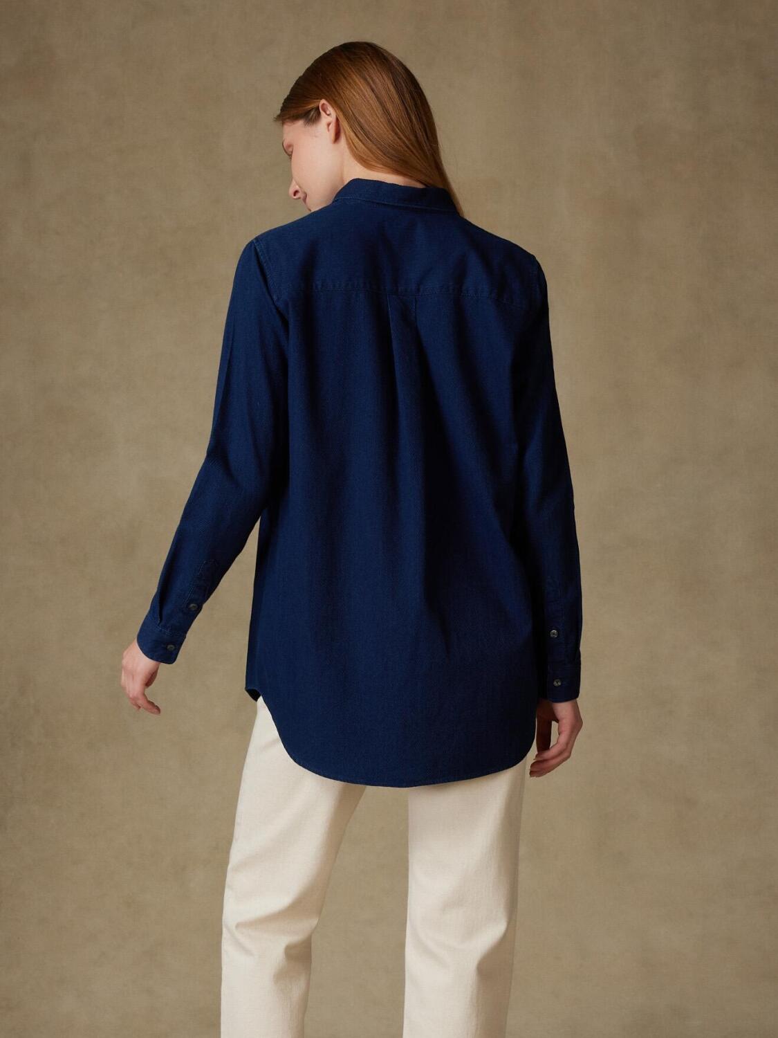 Camisa Justine de sarga &iacute;ndigo