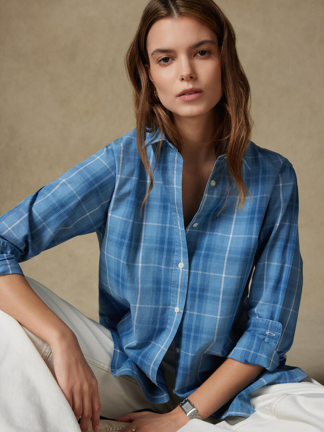 Justine oversized geruit overhemd