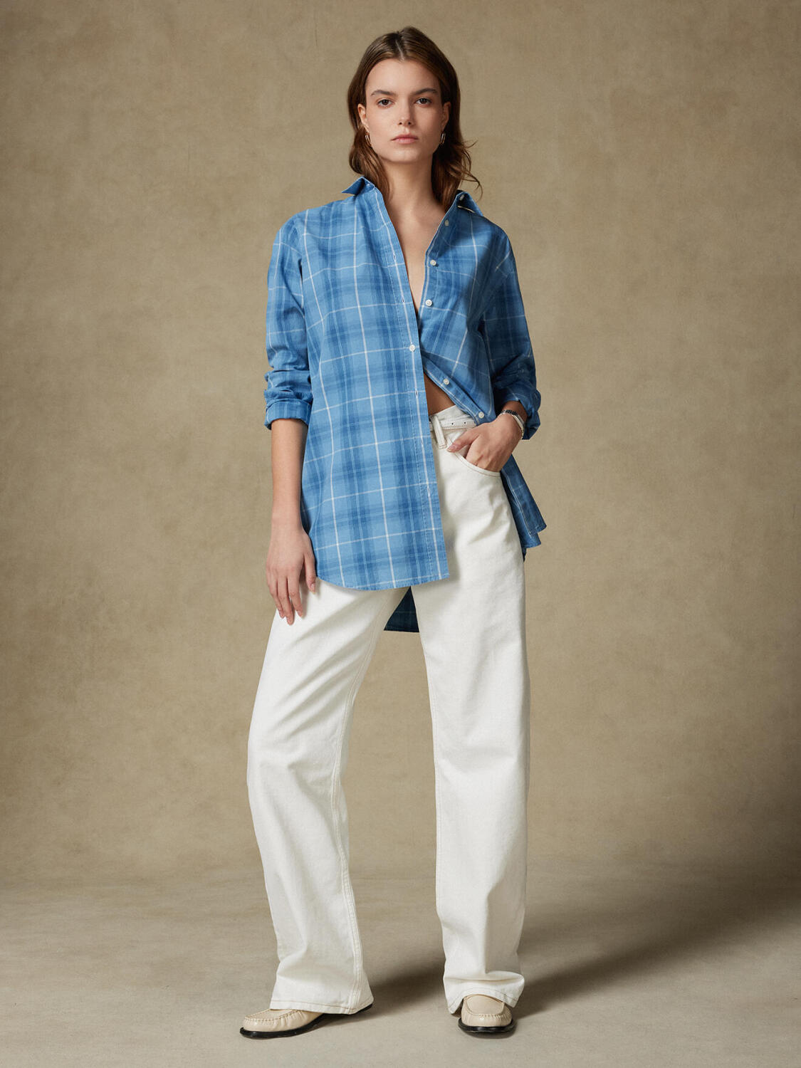 Justine oversized geruit overhemd