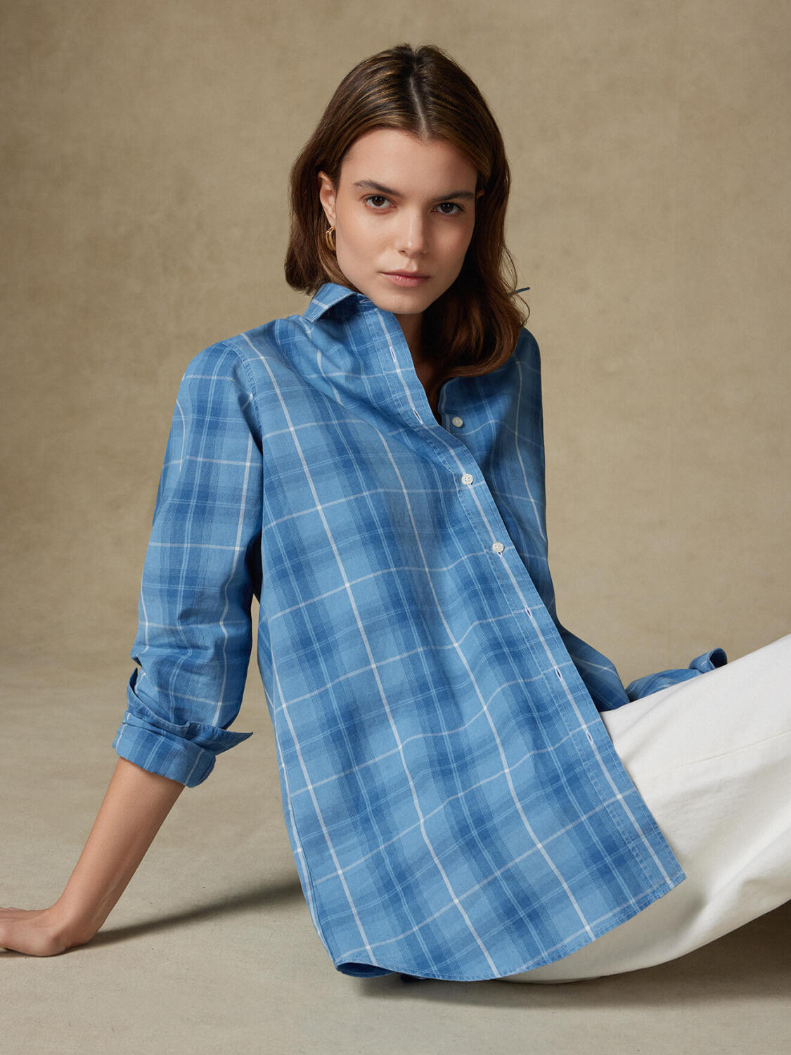 Justine oversized geruit overhemd