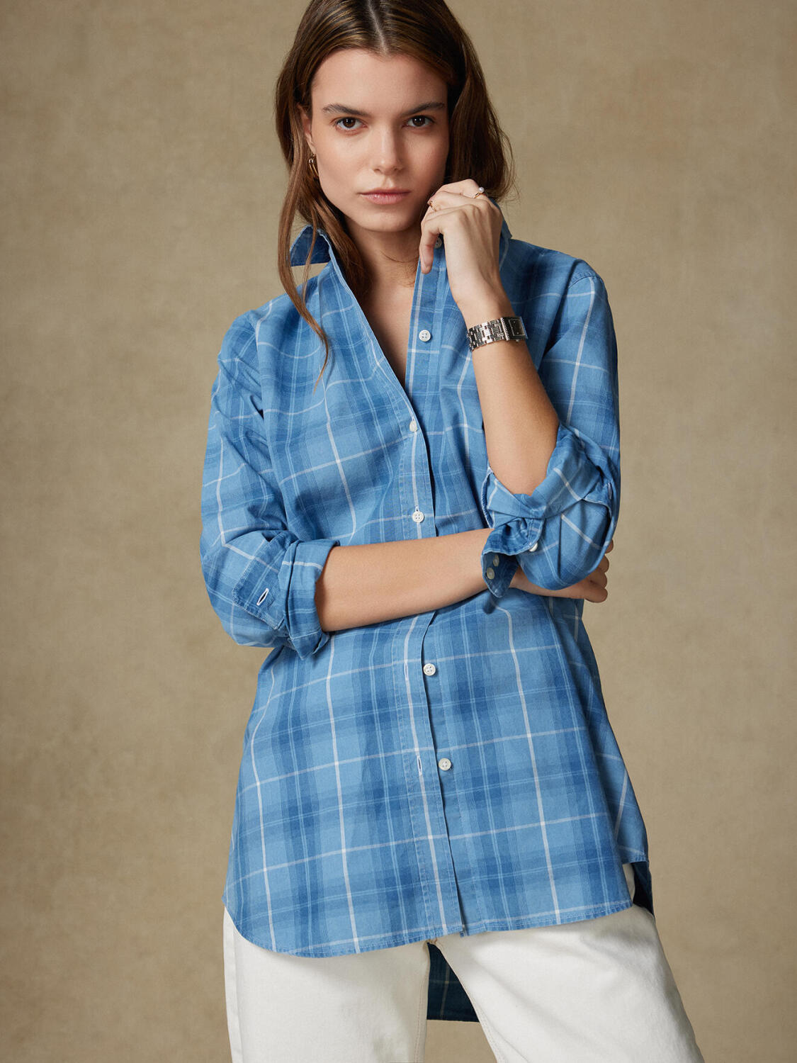 Justine oversized geruit overhemd