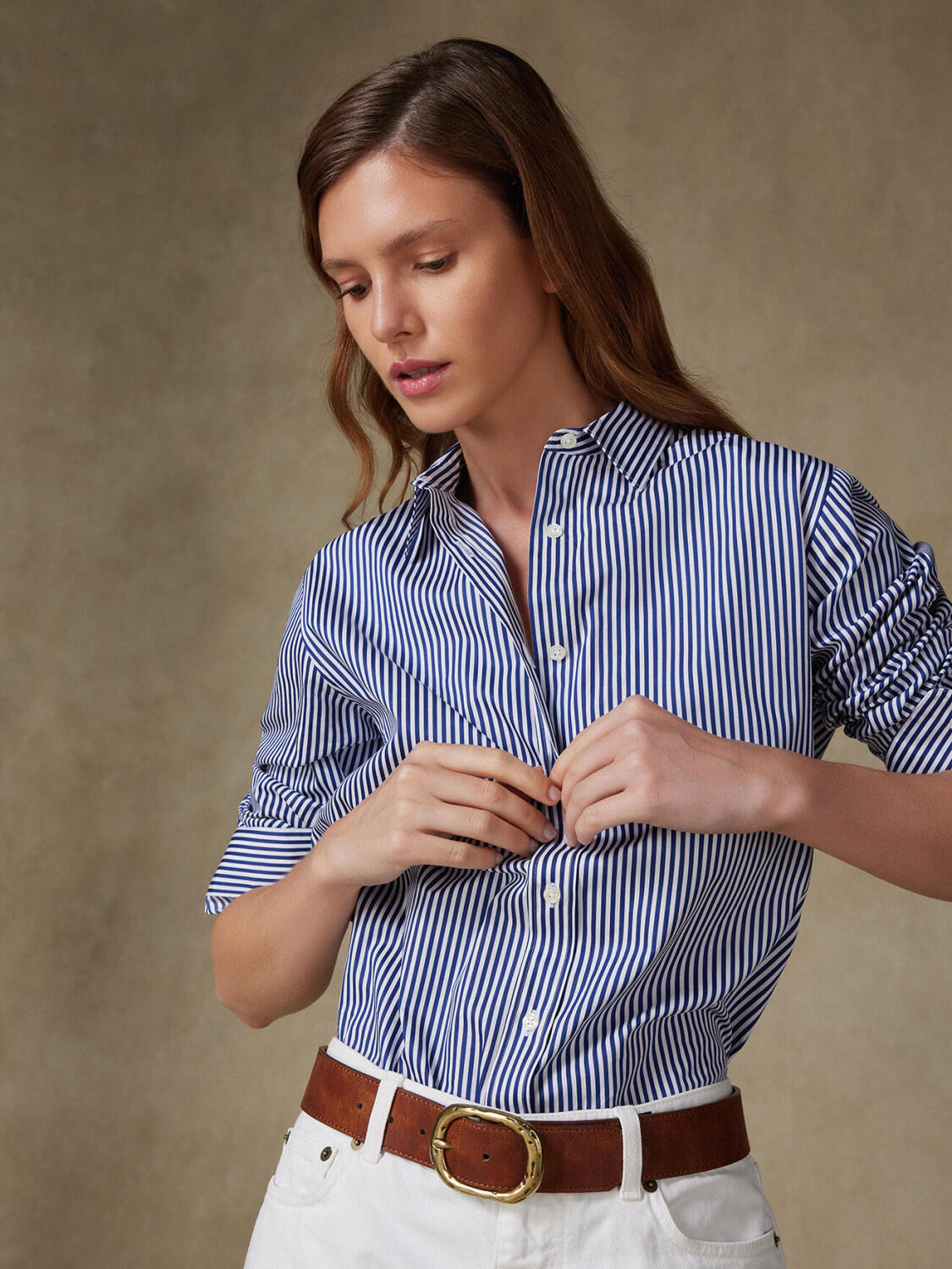 Justine Camicia oversize a righe blu navy