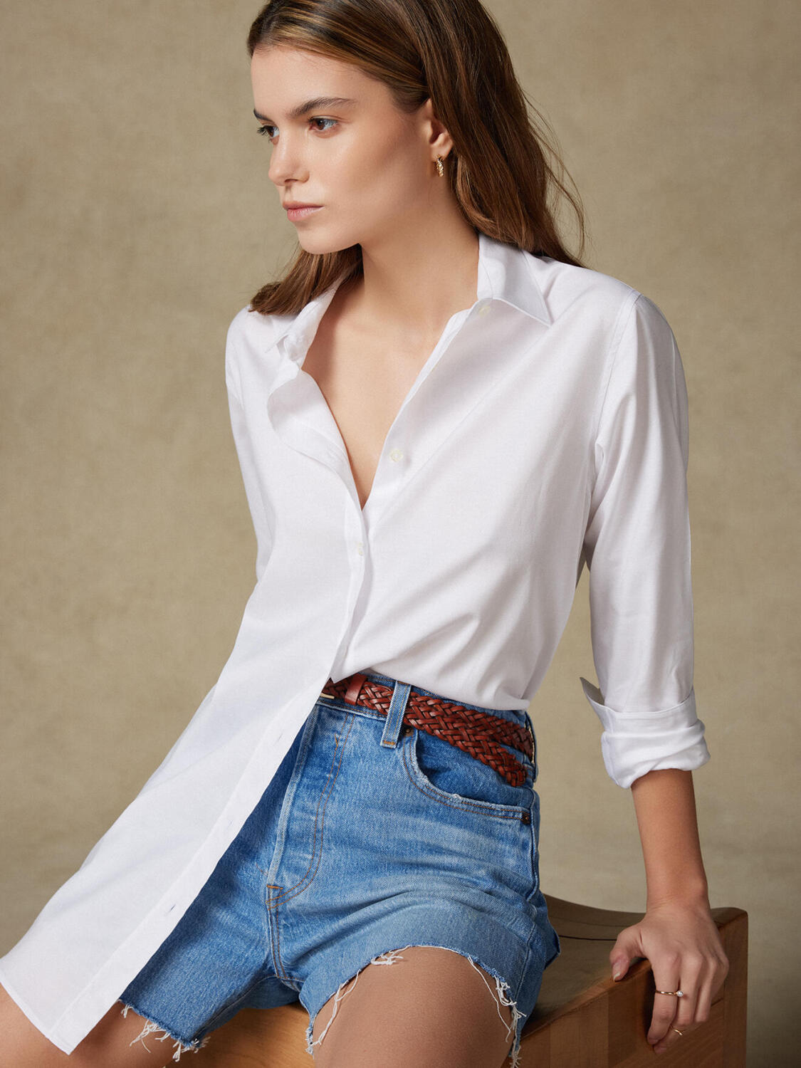 Camicia Justine oversize bianca in cotone e lyocell