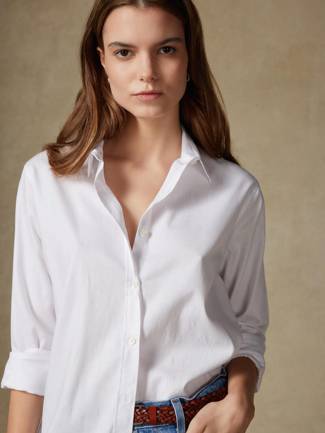 Camicia Justine oversize bianca in cotone e lyocell