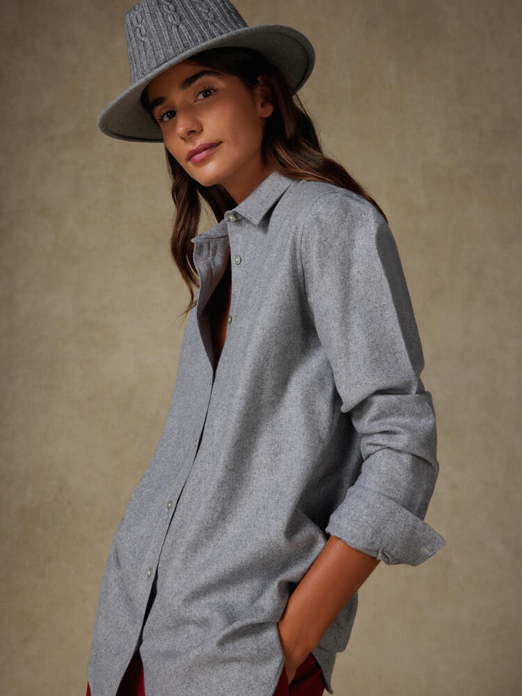 Chemise Justine oversize en flanelle grise