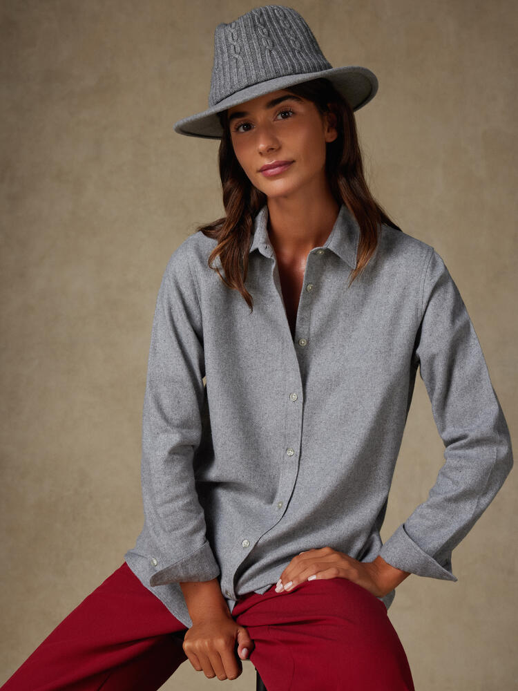 Chemise Justine oversize en flanelle grise