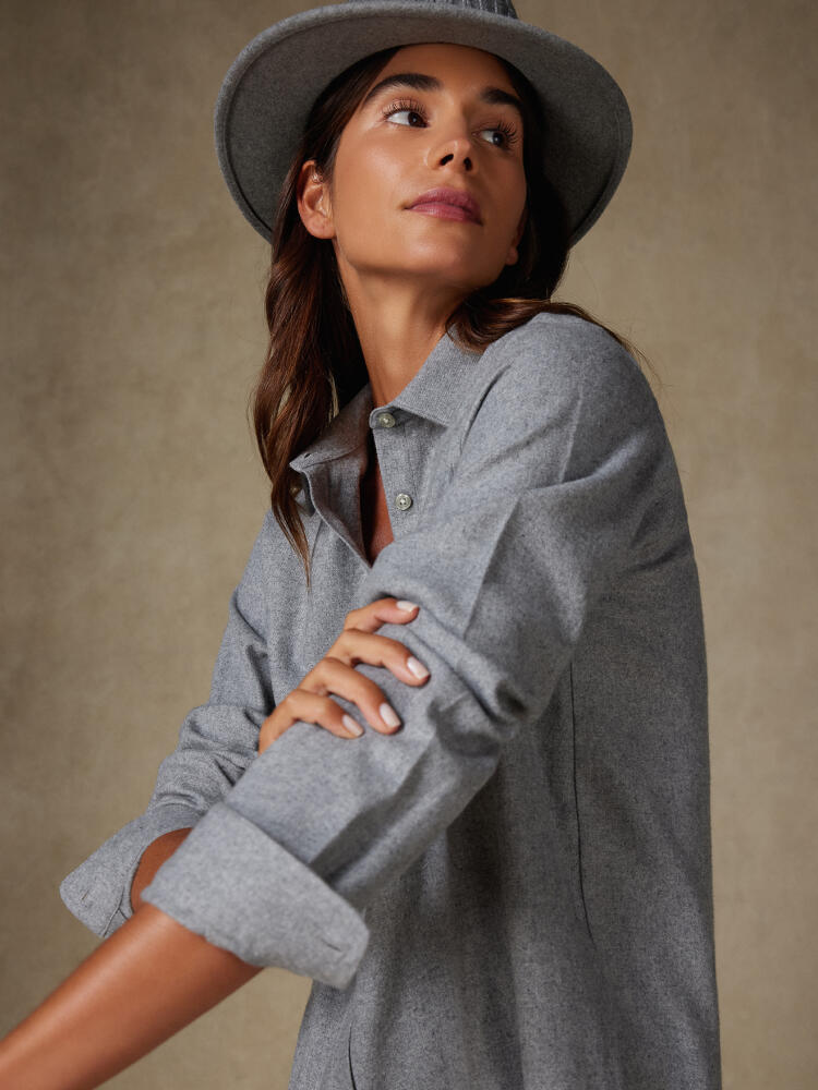 Chemise Justine oversize en flanelle grise