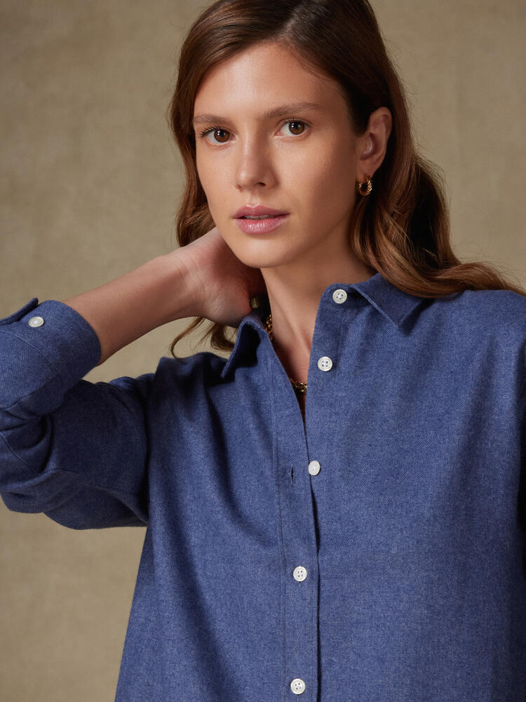 Chemise Justine oversize en flanelle bleue