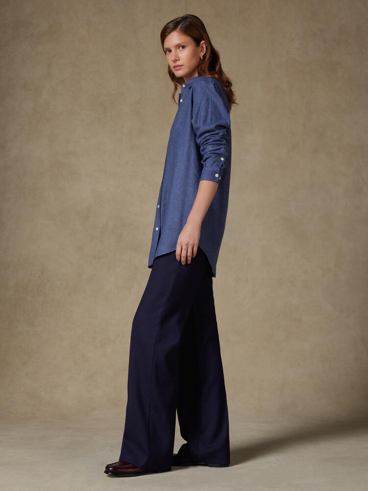 Chemise Justine oversize en flanelle bleue