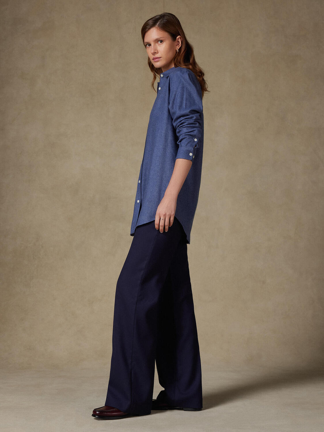 Justine camicia oversize in flanella blu