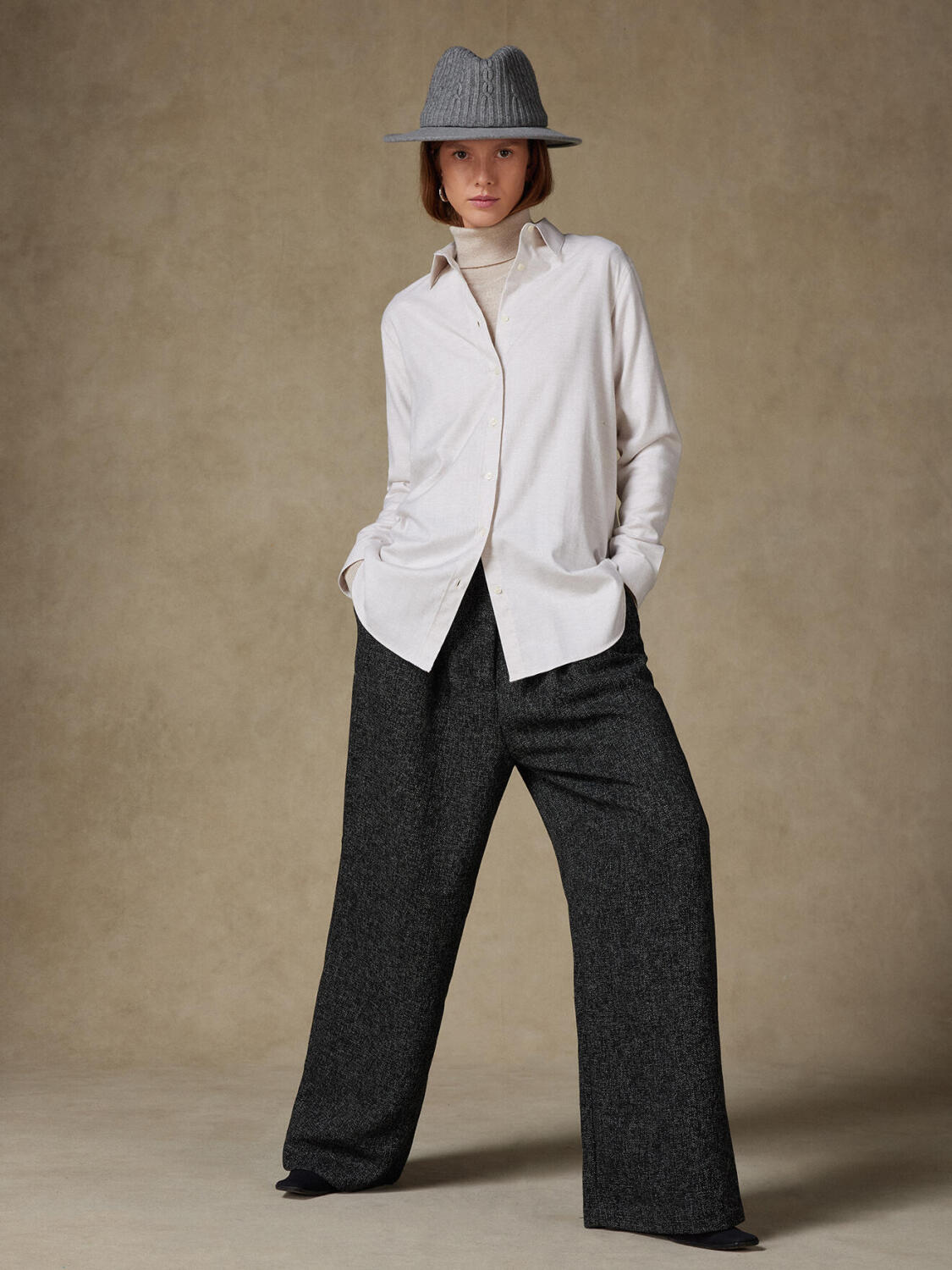 Justine camicia oversize in flanella sabbia