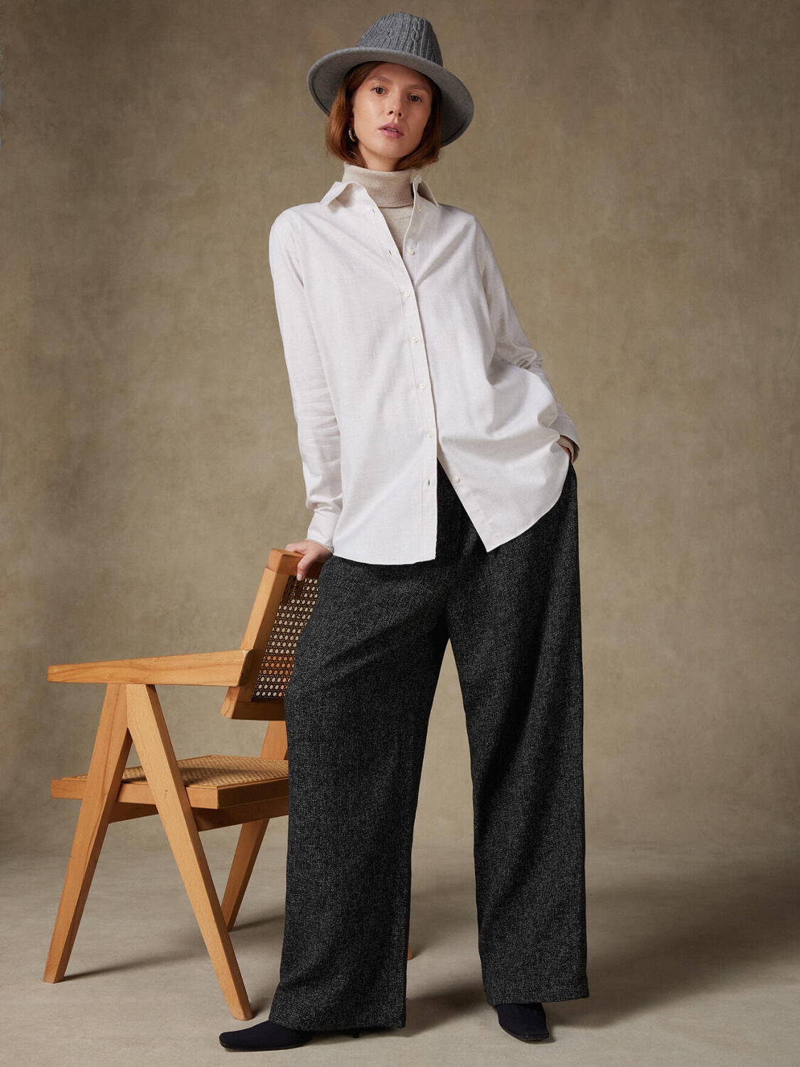 Justine camicia oversize in flanella sabbia