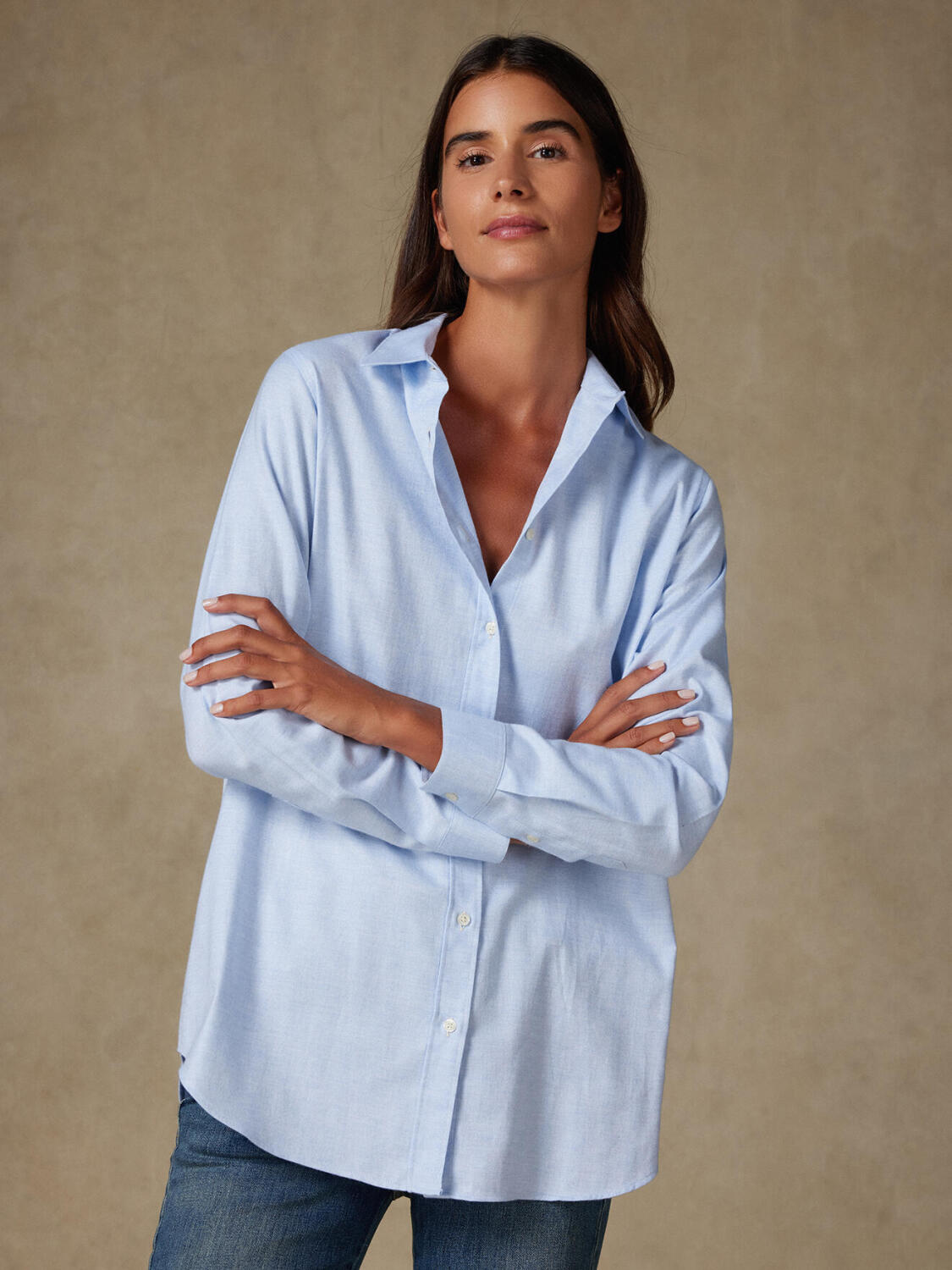 Justine camicia oversize in flanella cielo