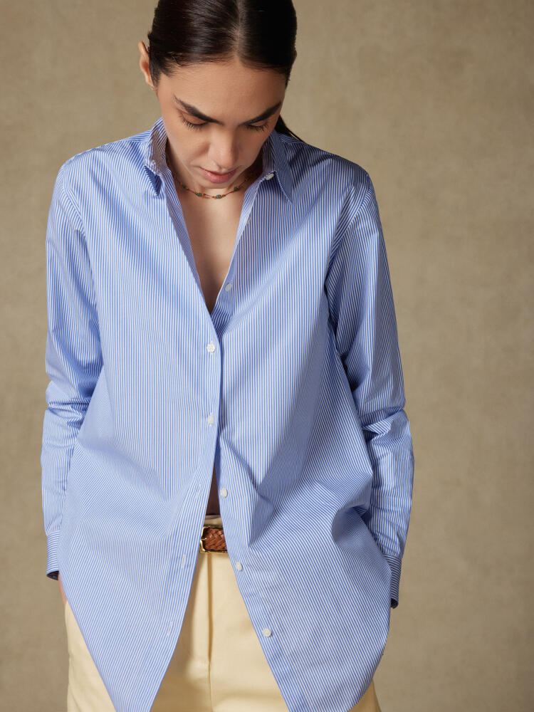 Camicia Justine oversize in popeline a righe