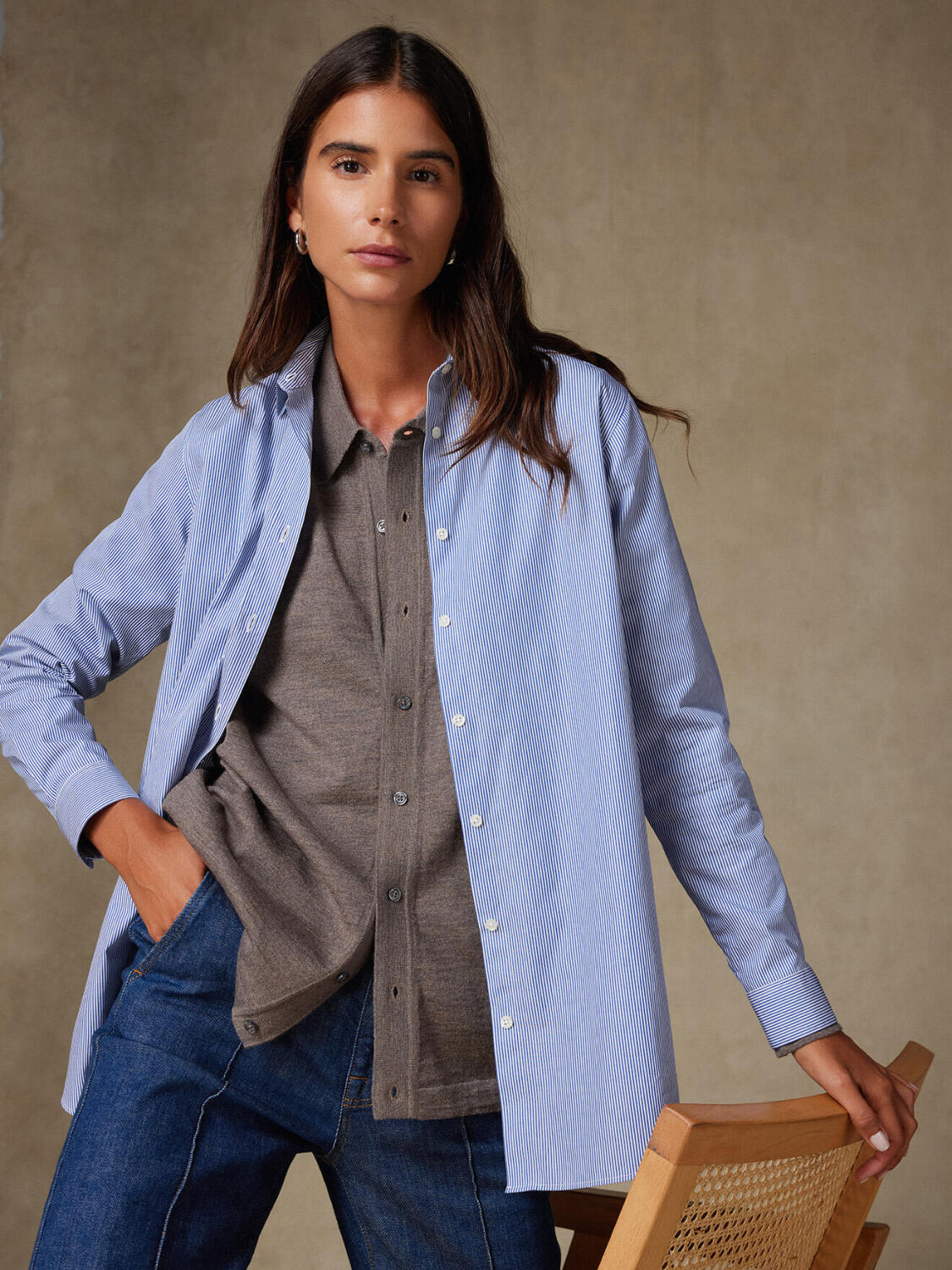 Chemise Justine oversize en popeline à rayures