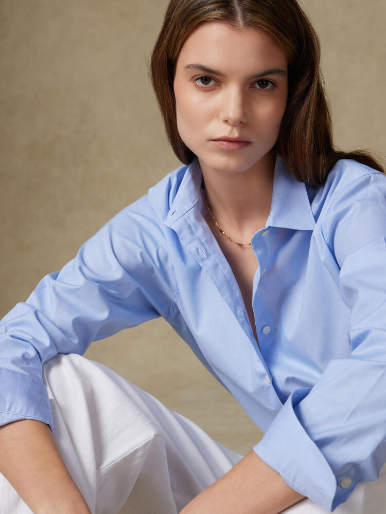 Justine camicia oversize a righe celesti