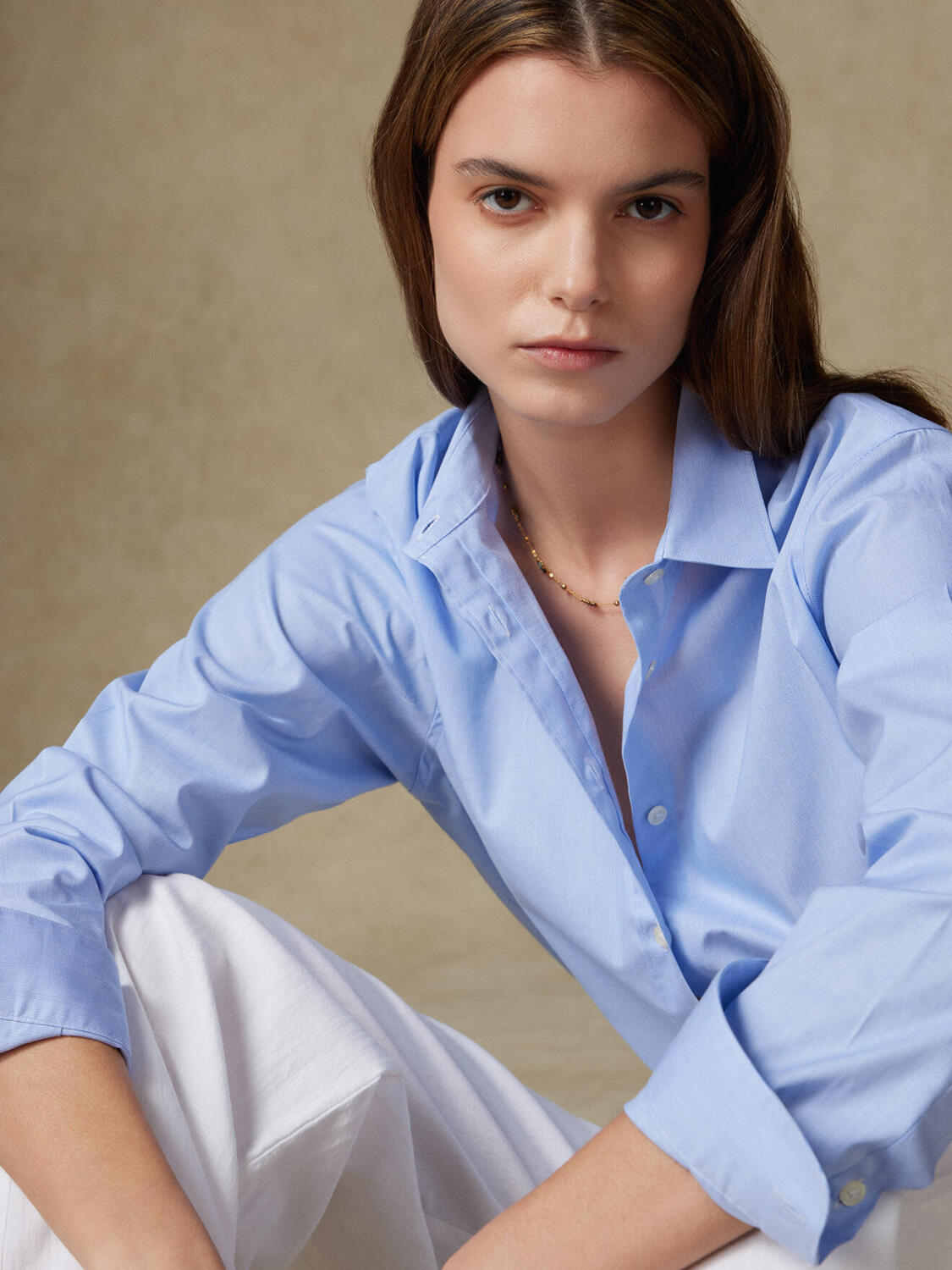 Justine oversize overhemd met hemelstrepen