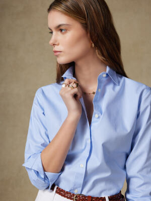 Justine camicia oversize a righe celesti