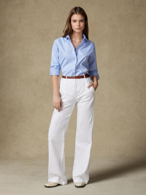 Justine camicia oversize a righe celesti
