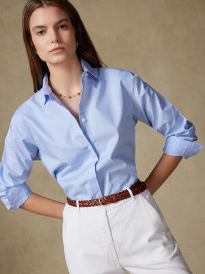 Justine camicia oversize a righe celesti