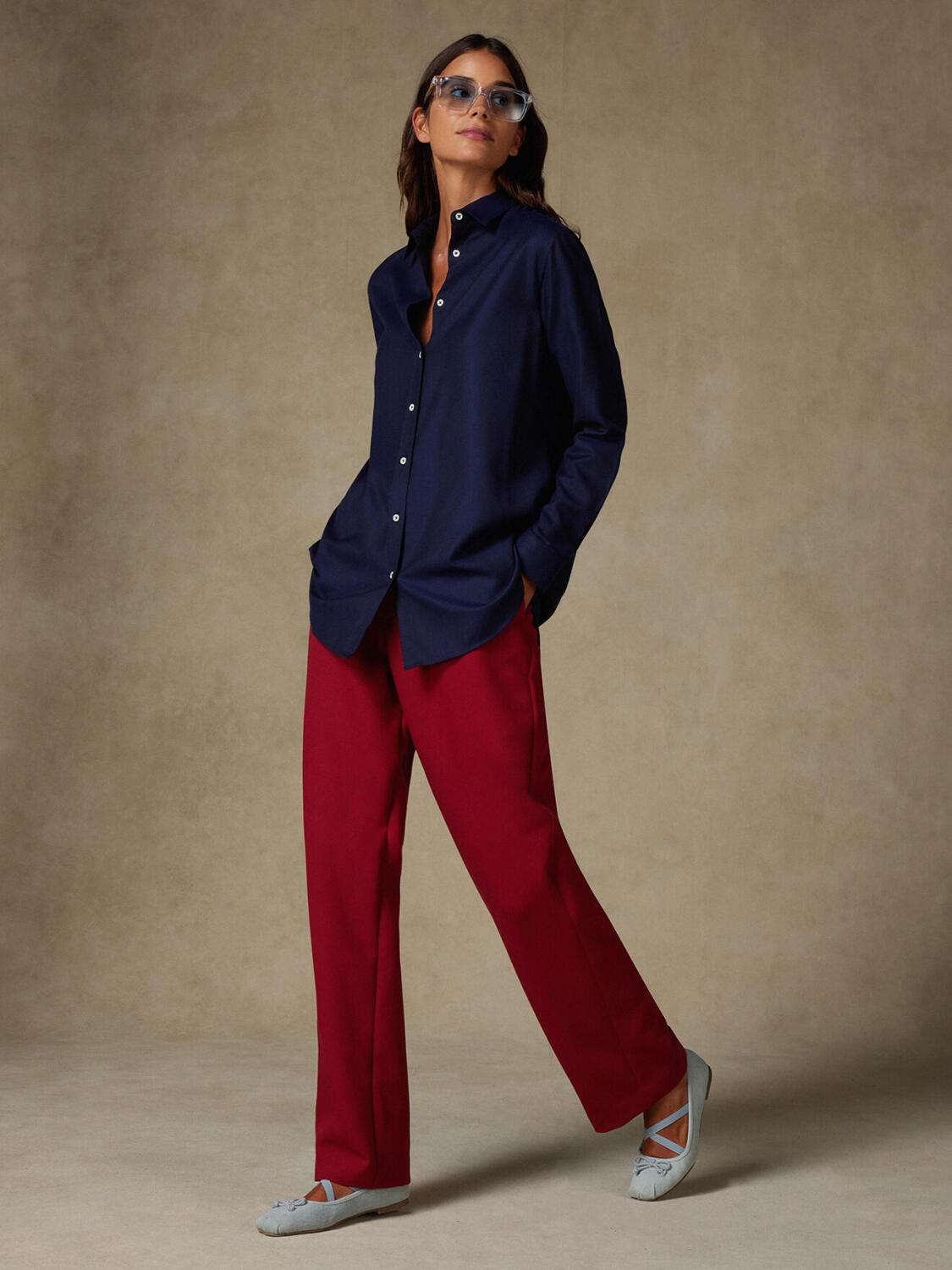 Justine camicia oversize in flanella navy