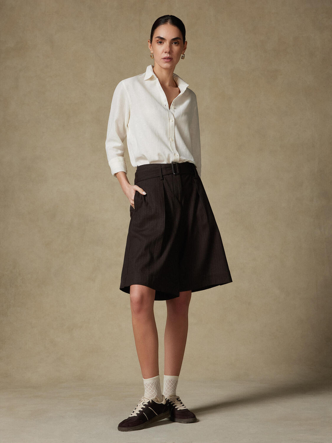 Justine Oversize-Hemd aus Off-White-Leinen