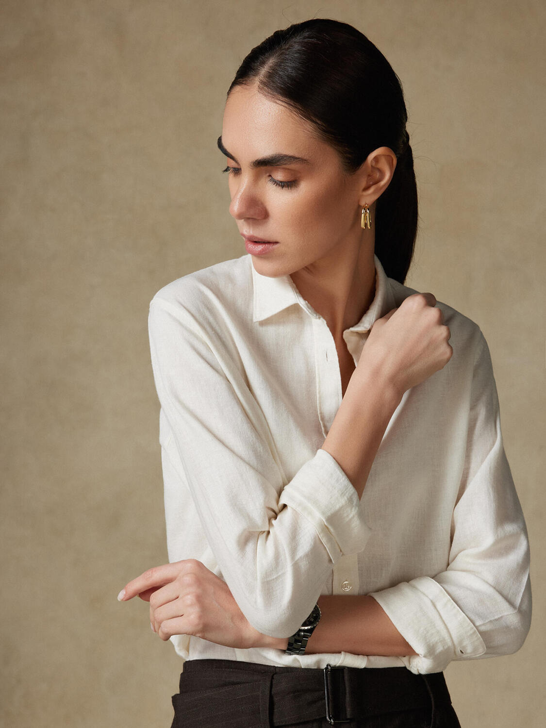 Justine Oversize-Hemd aus Off-White-Leinen