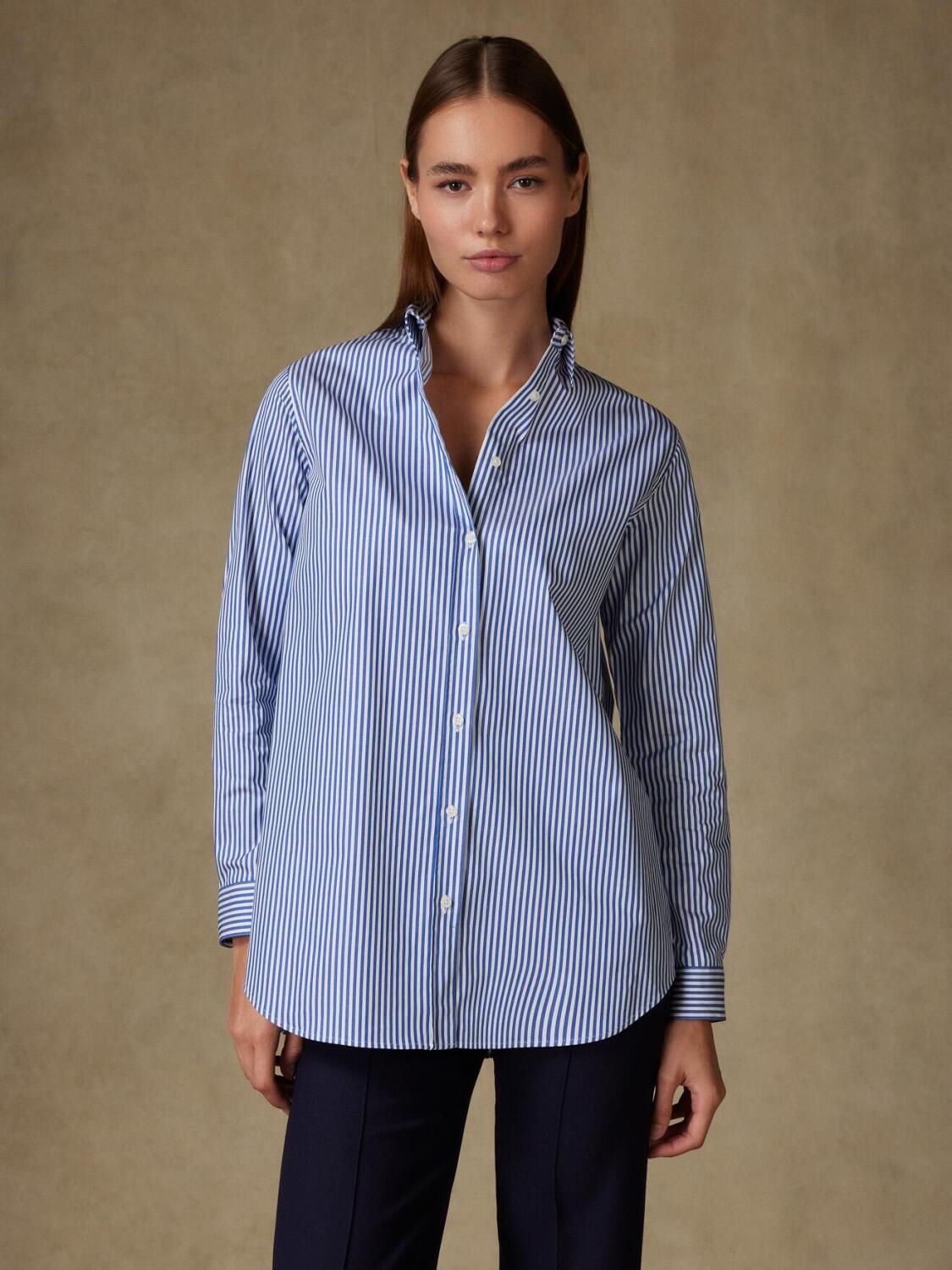 Chemise Justine en twill à rayures marine