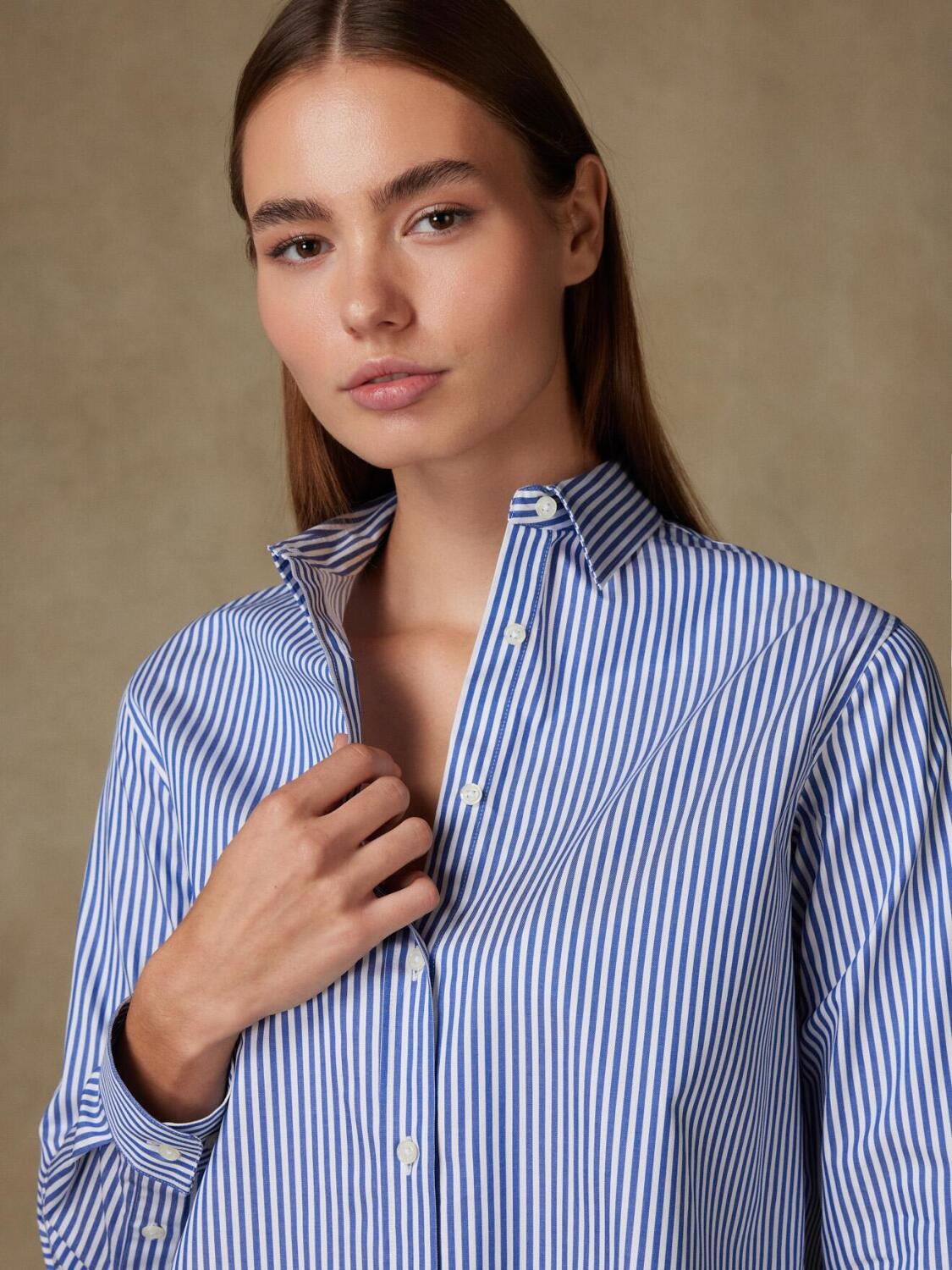 Chemise Justine en twill à rayures marine