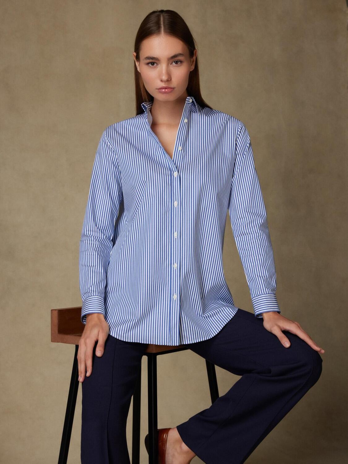 Chemise Justine en twill à rayures marine