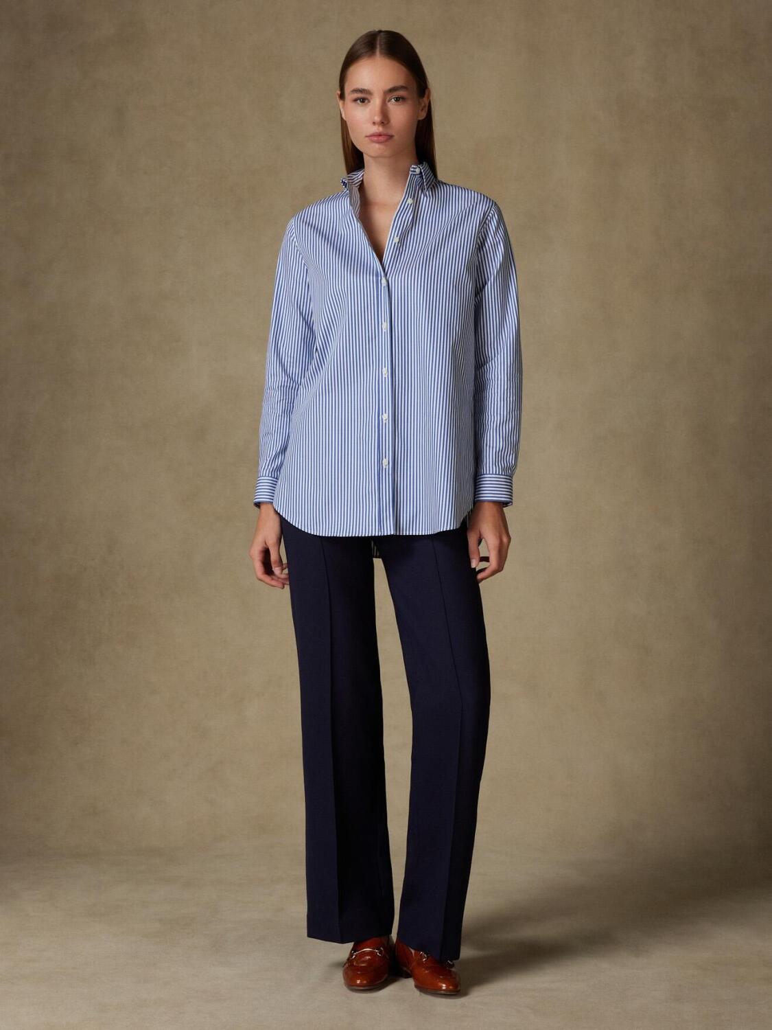 Chemise Justine en twill à rayures marine