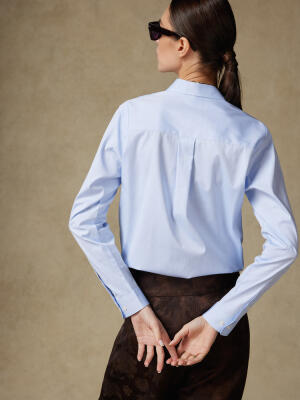 Chemise Justine oversize en pin point ciel