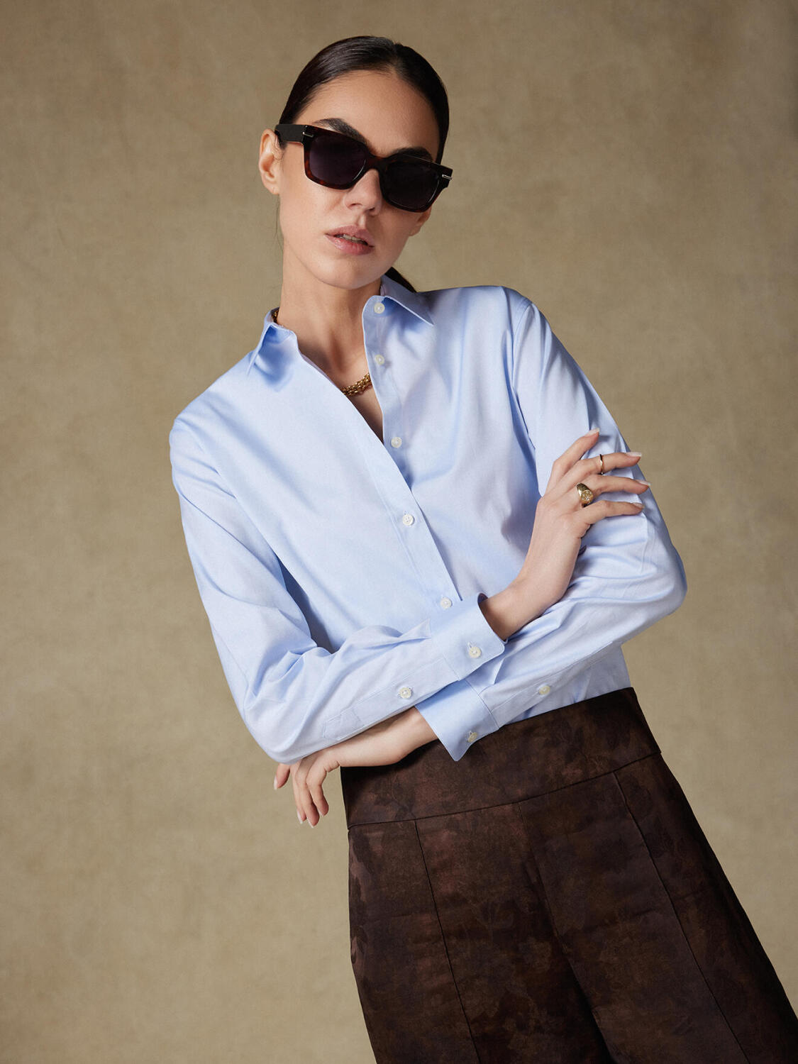 Camisa oversize Justine de lunares celestes