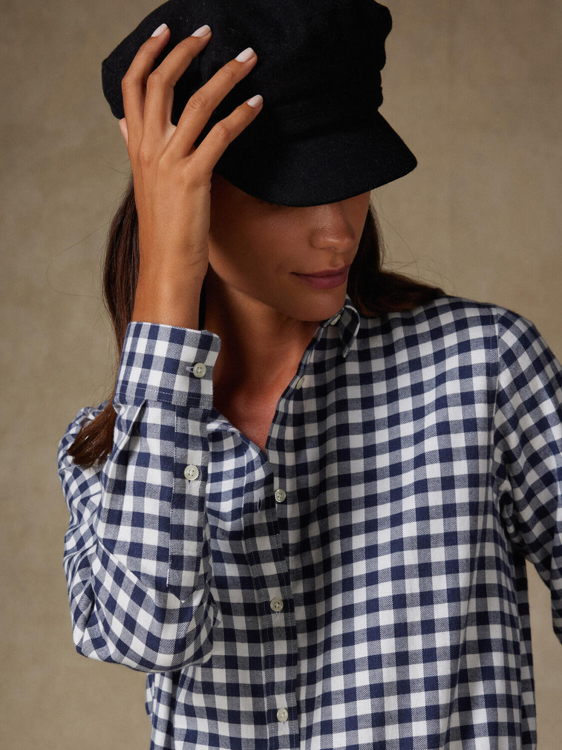 Justine camicia oversize in flanella navy