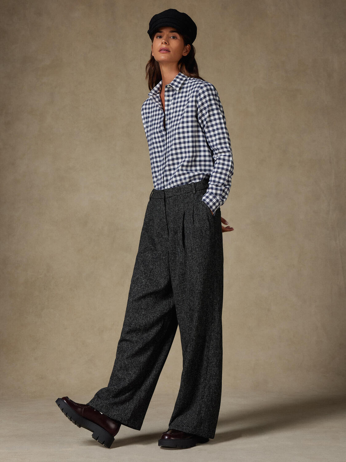 Justine camicia oversize in flanella navy