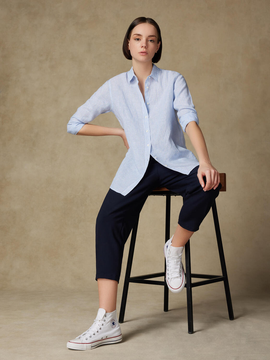 Justine camicia in lino a righe