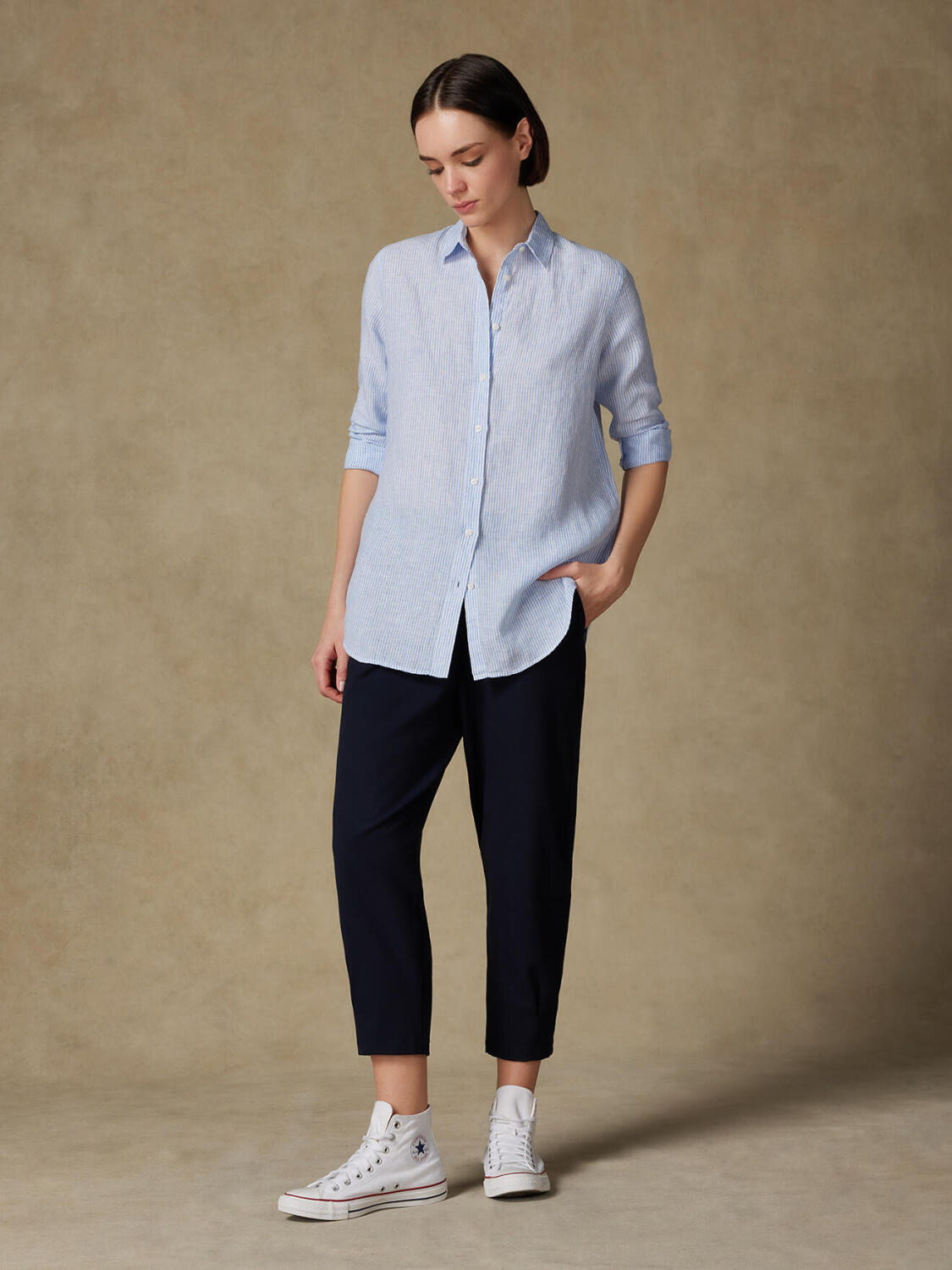 Justine camicia in lino a righe