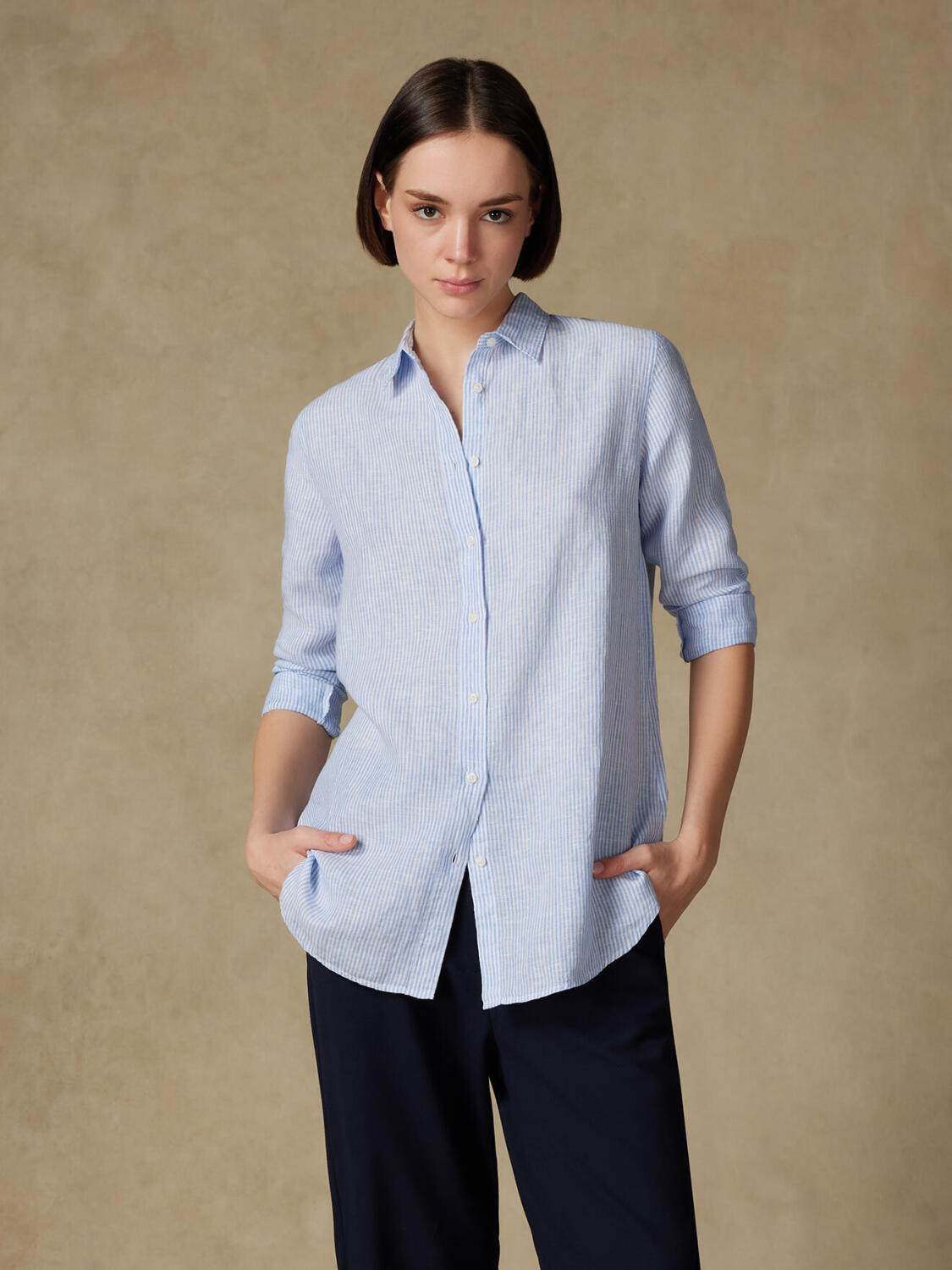 Justine camicia in lino a righe