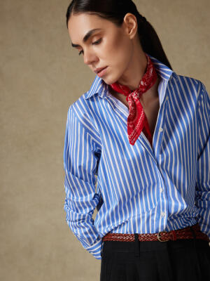 Chemise Justine oversize à rayures bleues