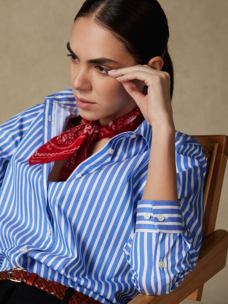 Chemise Justine oversize à rayures bleues