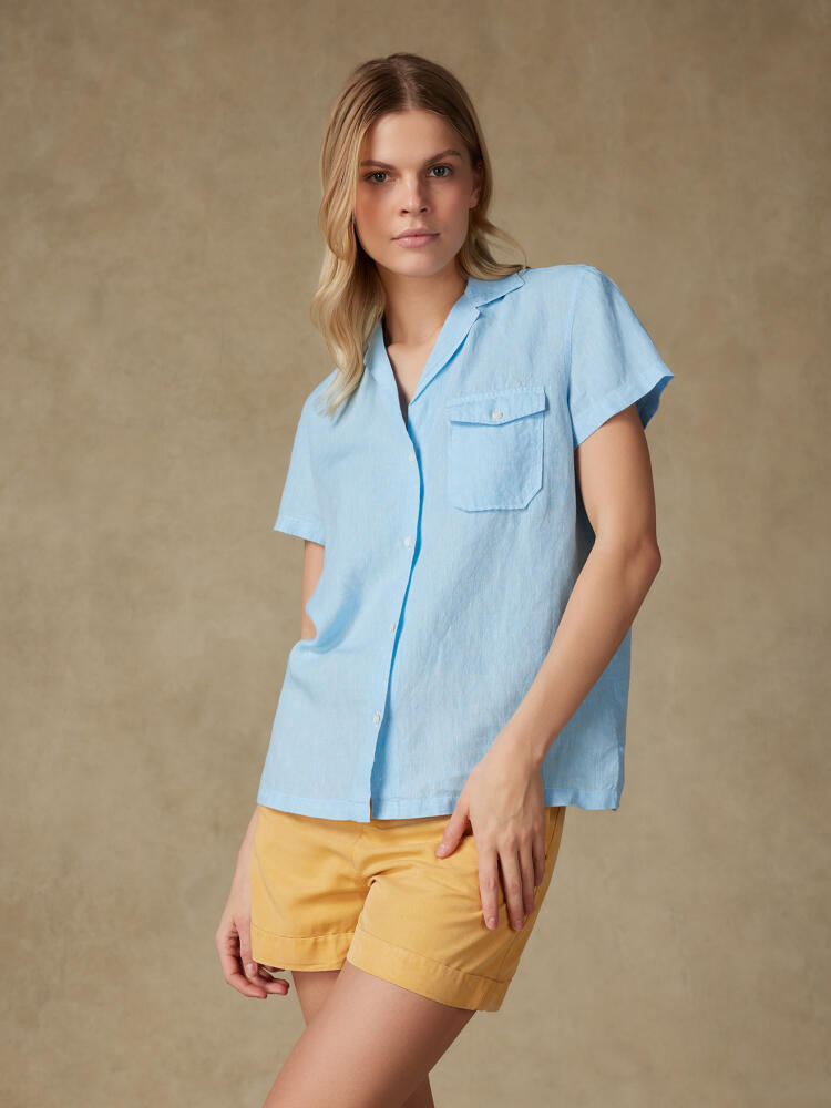 Salina linnen shirt turquoise