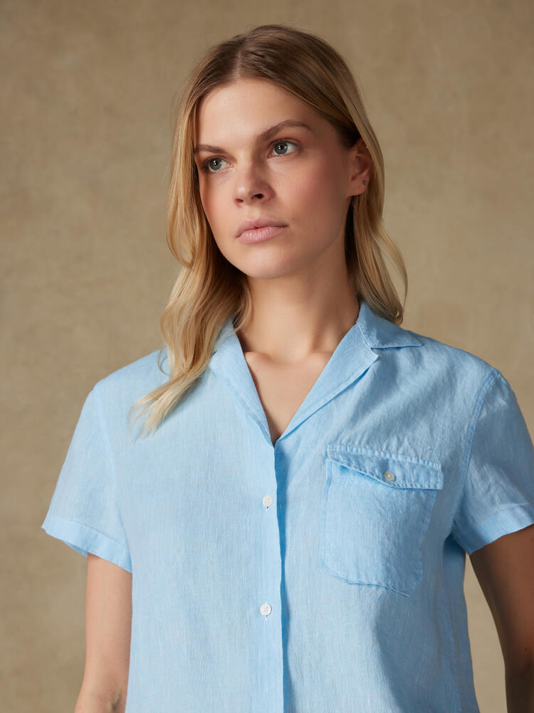 Salina linen shirt turquoise