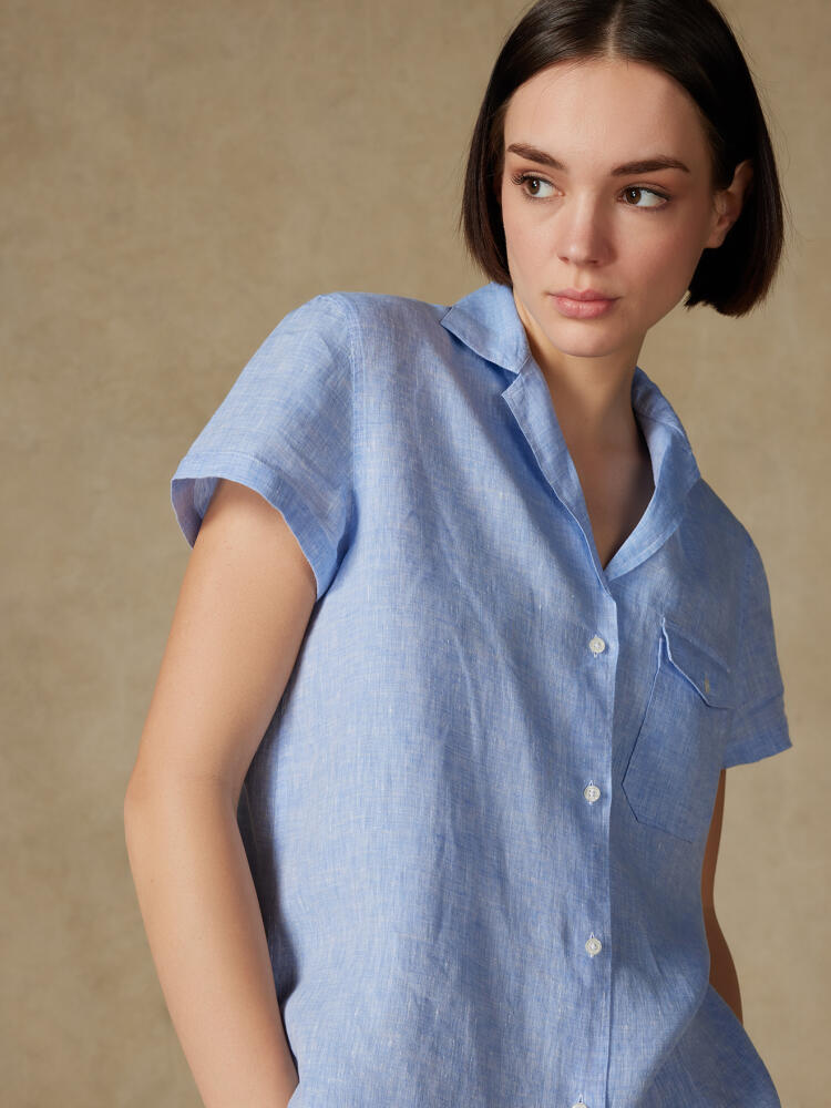 Salina linen shirt light blue